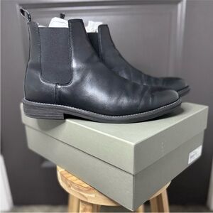 Like New! AllSaints Men’s Harley Chelsea Boots | Black Leather | US 12/EU 45
